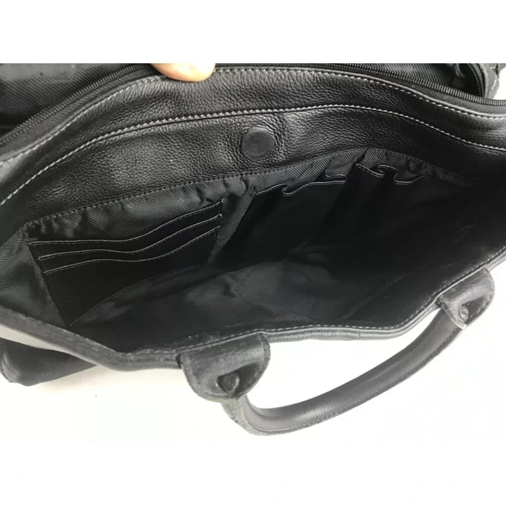 Kenneth Cole New York Unisex Adults‎ Black Leather Laptop Organizer Bag Size L